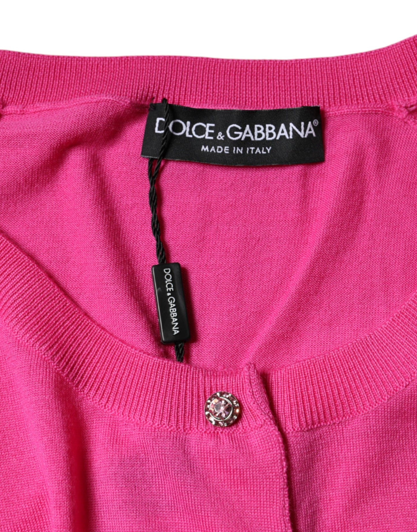 Dolce & Gabbana Rosa Ullblus med Korta Ärmar och Knappar