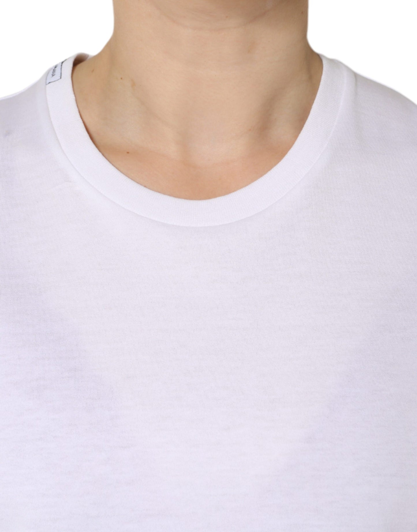 Dolce & Gabbana Vit bomullsärmlös t-shirt med rund halsringning