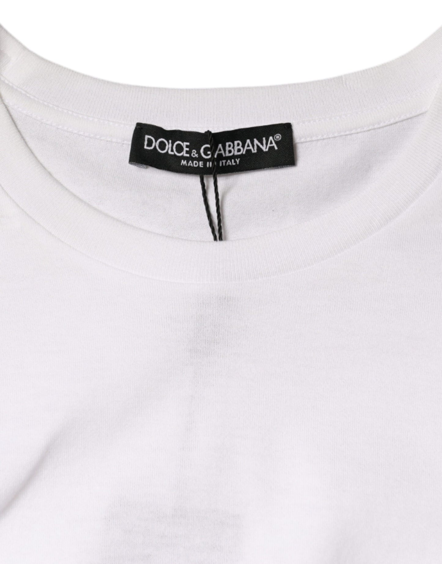 Dolce & Gabbana Vit bomullsärmlös t-shirt med rund halsringning