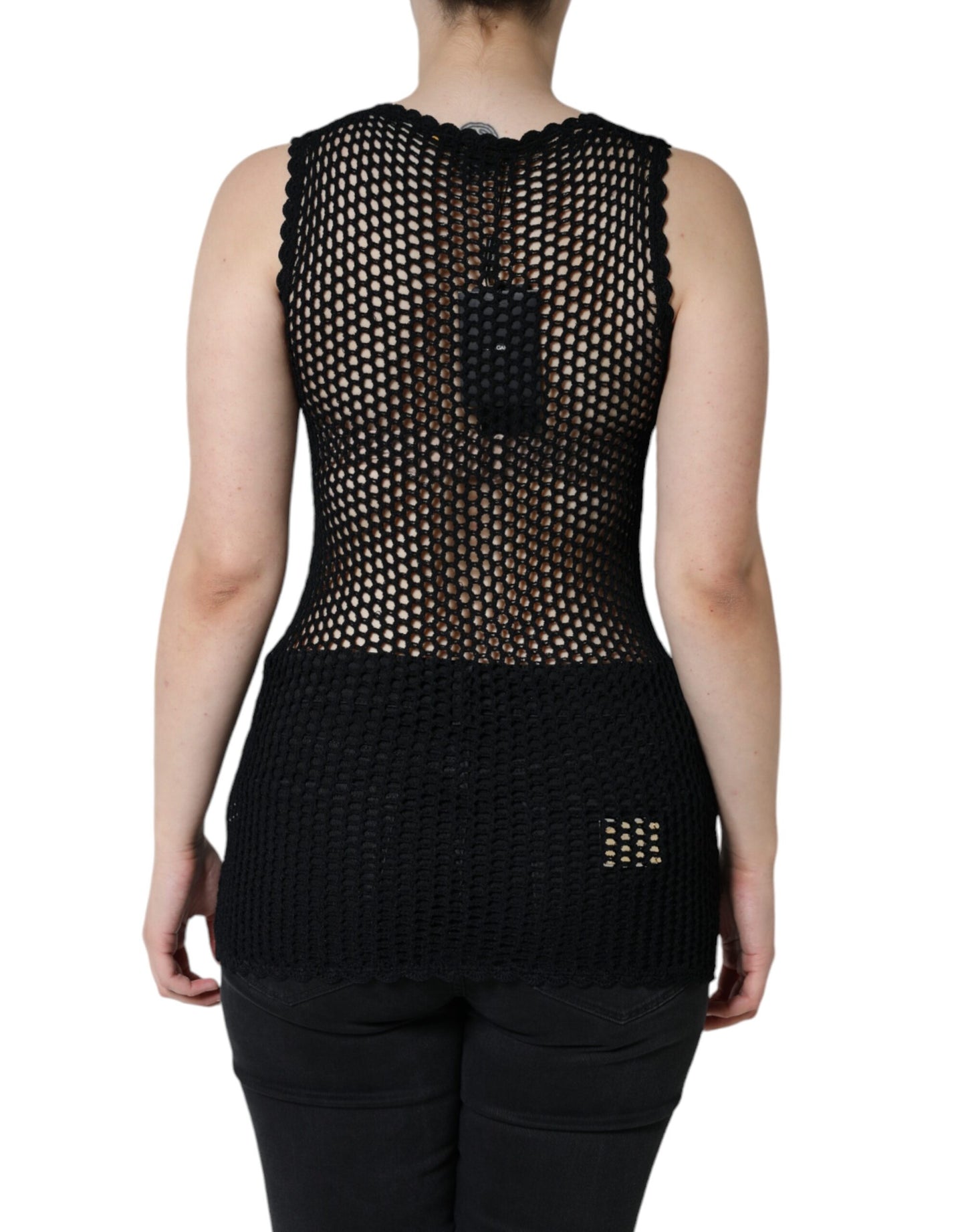 Dolce & Gabbana Svart Mesh Gjennomsiktig Ermeløs Tanktopp