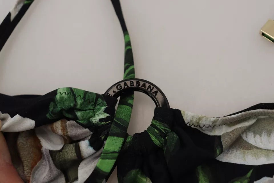 Dolce & Gabbana Svart Blommig Halter Beachwear Bikiniöverdel