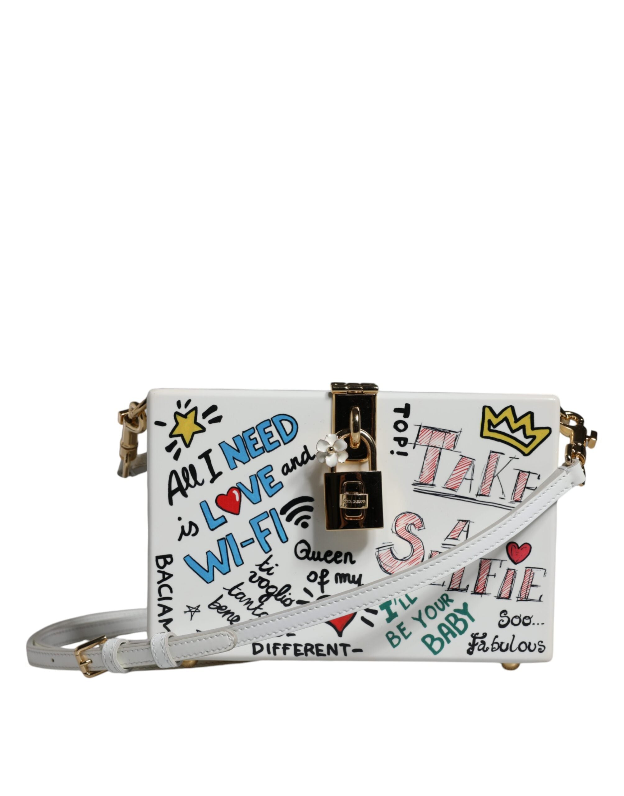 Vit Graffiti Print Clutch Axelväska