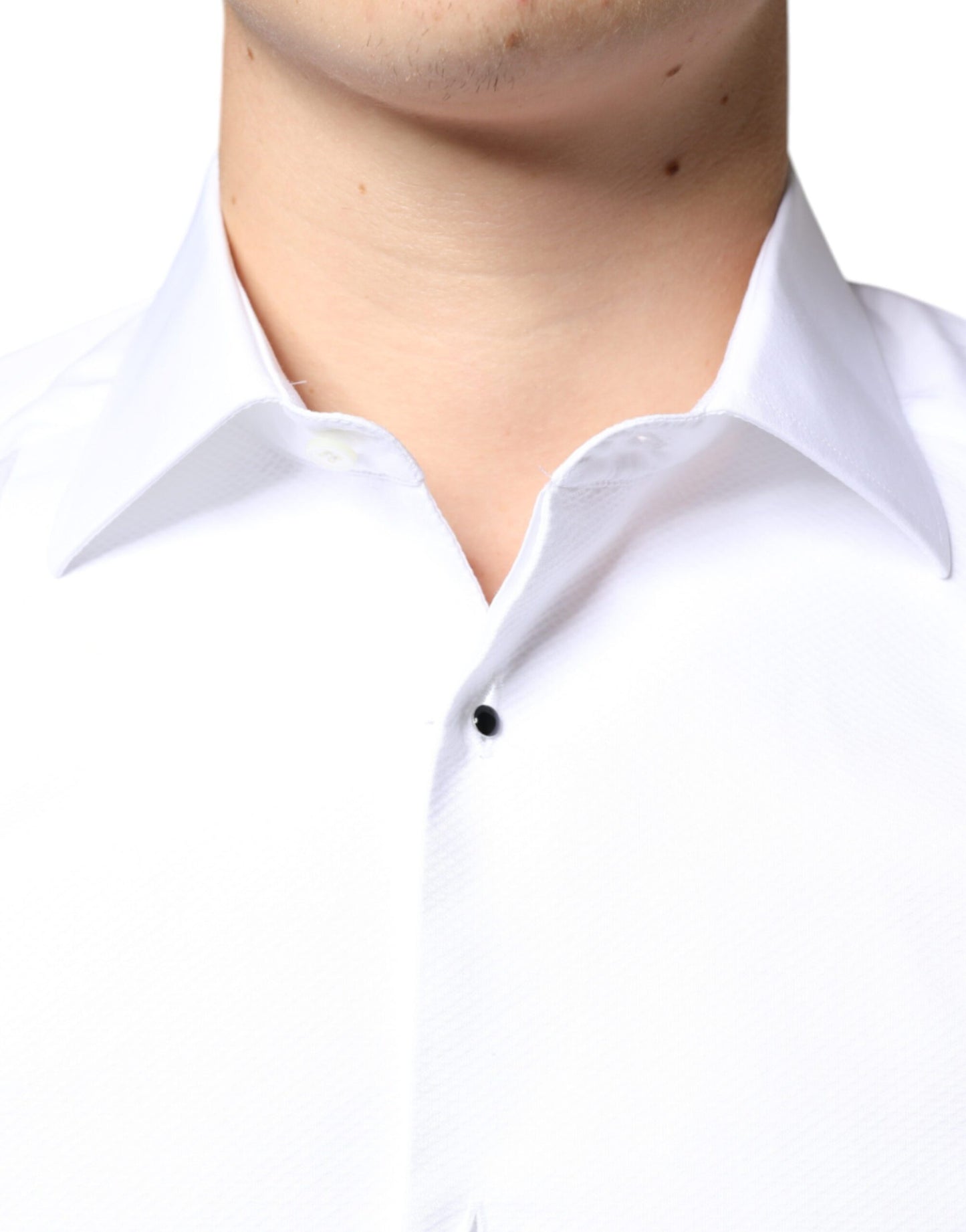 Dolce & Gabbana Vit Bib Bomullspoplin Festskjorta