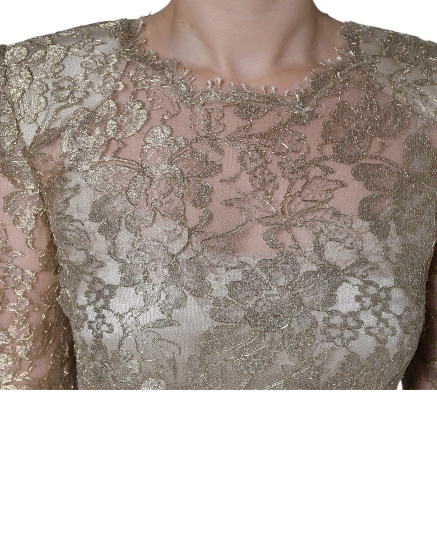 Dolce & Gabbana Gull Blomsterblonder A-linje Skjede Minikjole