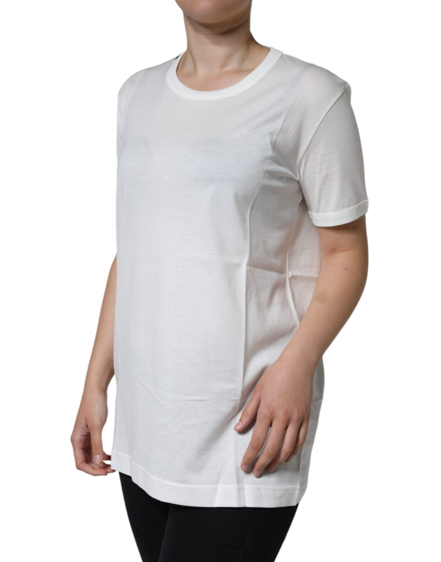 Dolce & Gabbana Vit bomulls-t-shirt med rund hals och kort ärm