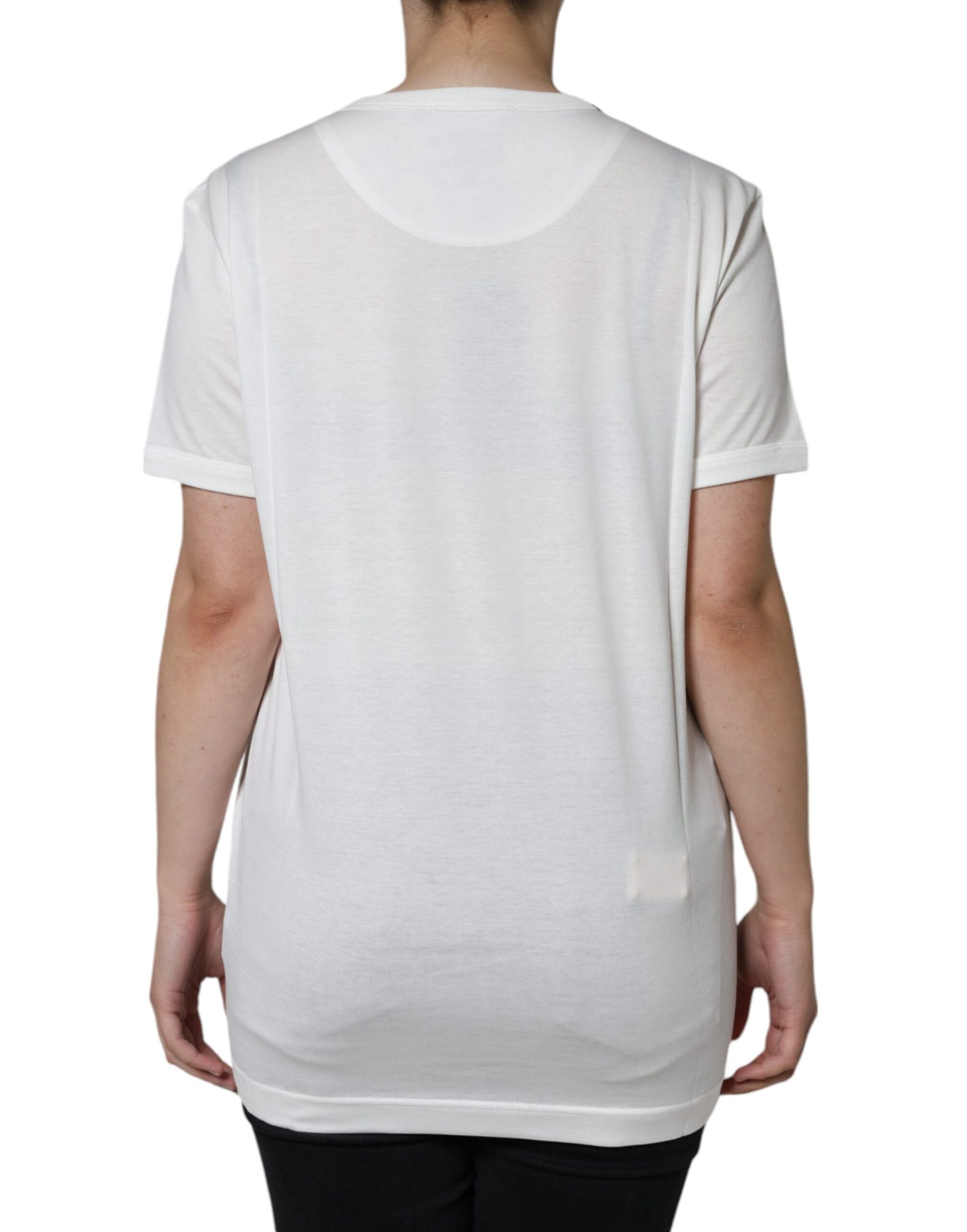 Dolce & Gabbana Vit bomulls-t-shirt med rund hals och kort ärm