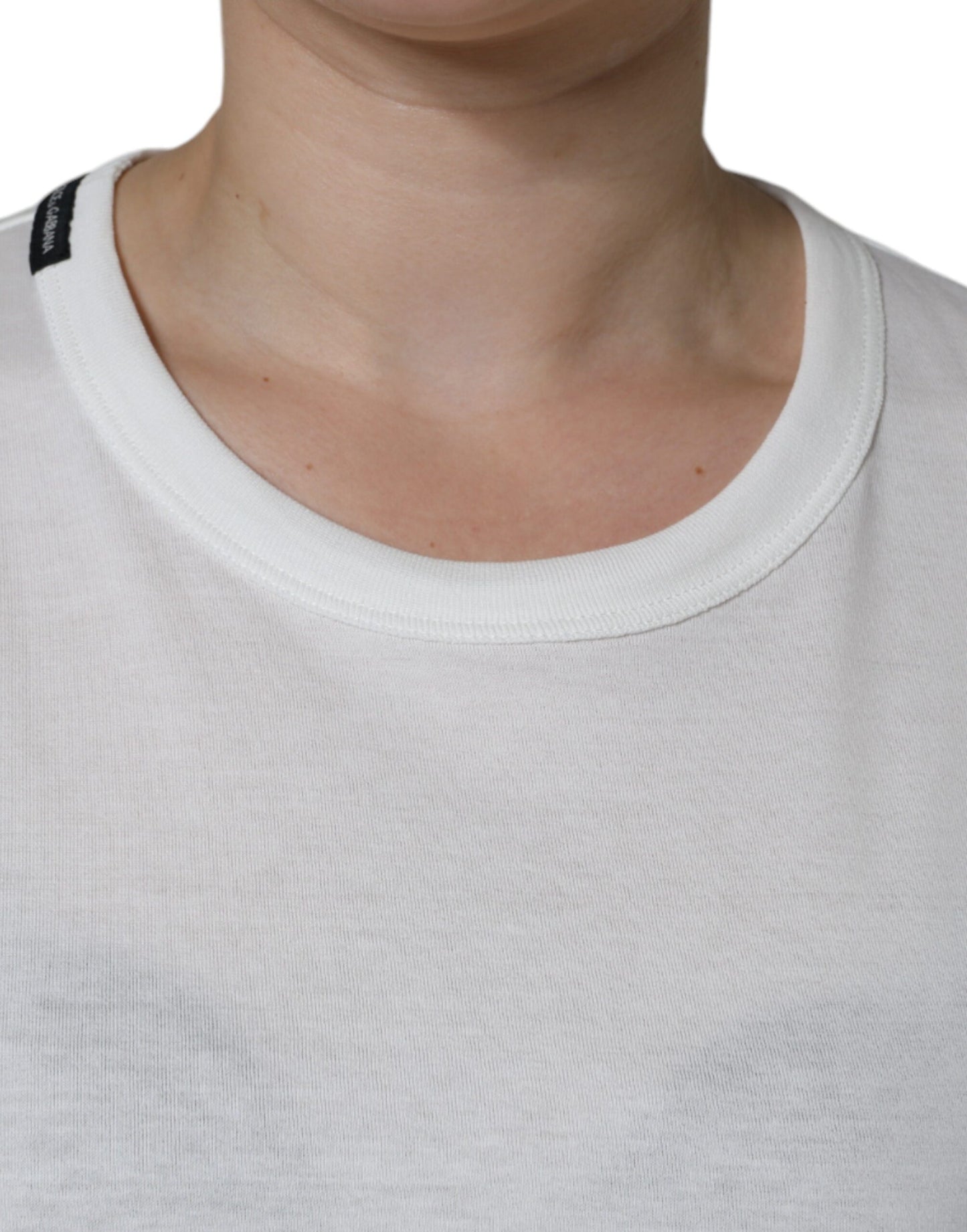 Dolce & Gabbana Vit bomulls-t-shirt med rund hals och kort ärm
