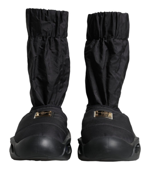 Dolce & Gabbana Svarte Slip On Wave Sokker Sneakers Sko