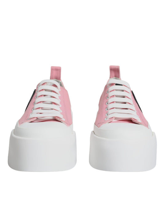 Dolce & Gabbana Rosa Hvite Canvas Logo Lave Sneakers Sko