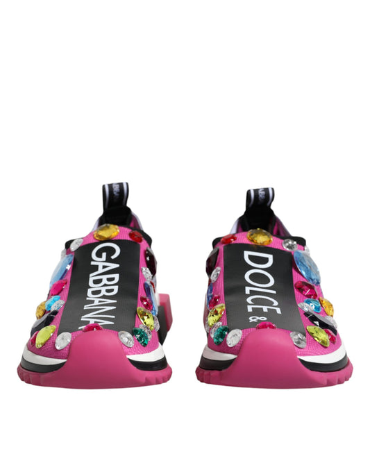 Dolce & Gabbana Rosa Sorrento Krystaller Lave Sneakers Sko
