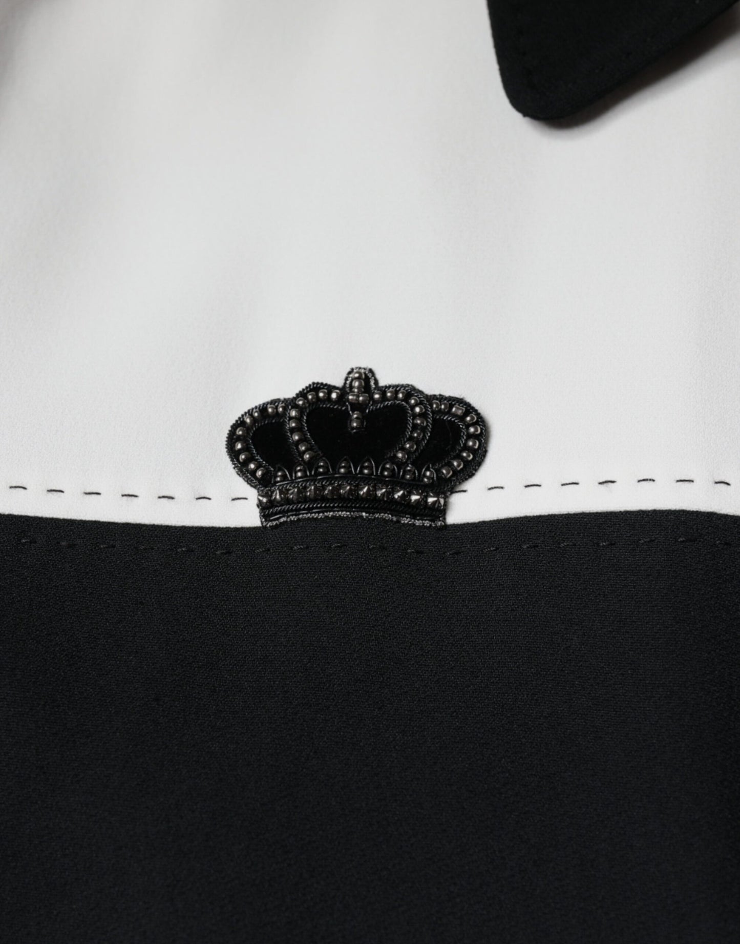 Dolce & Gabbana Svartvit DG Crown Heldragkedja Blousonjacka