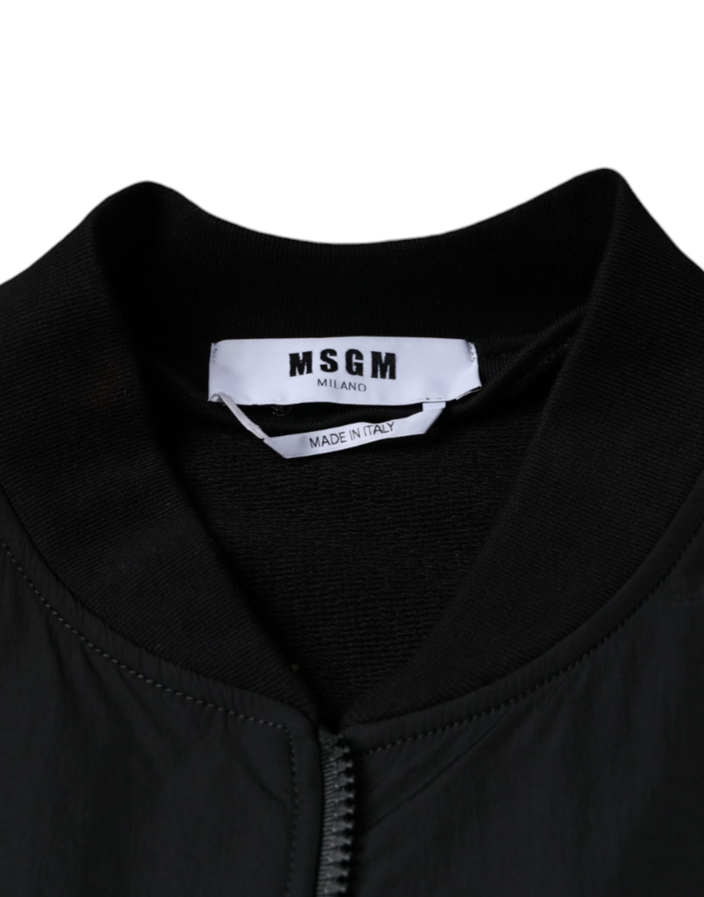MSGM Svart bomullsjacka med långa ärmar och dragkedja