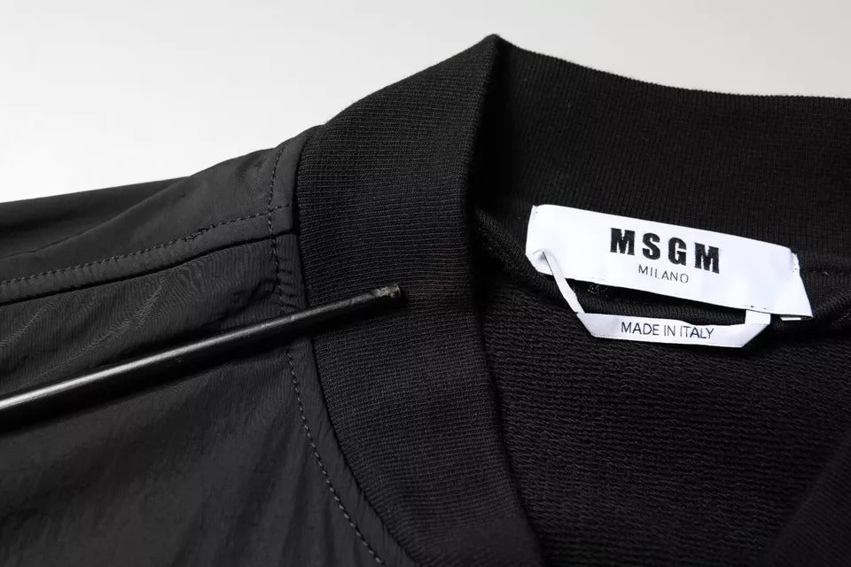 MSGM Svart bomullsjacka med långa ärmar och dragkedja