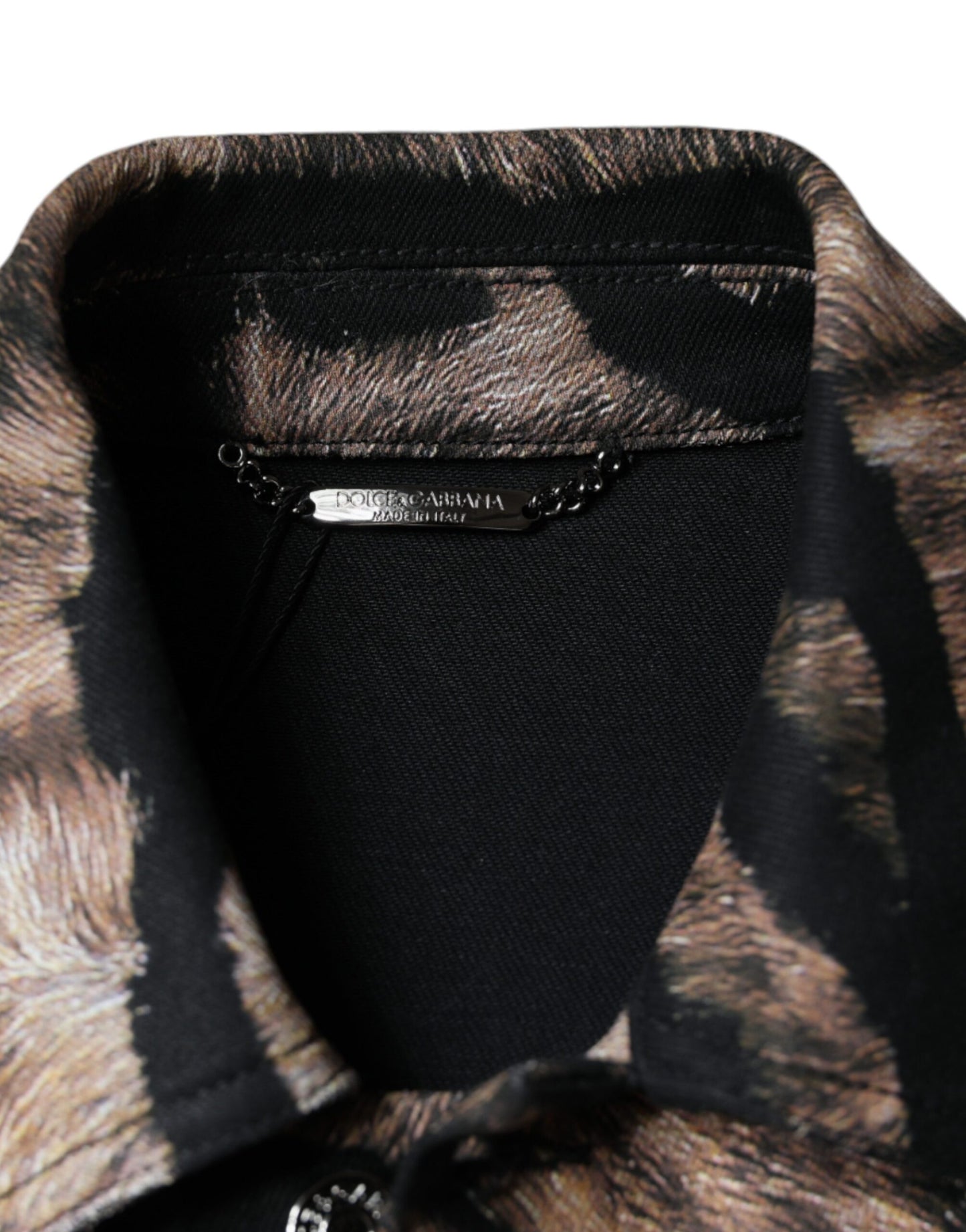 Dolce & Gabbana Brun Tigerjacka Med Knappkrage