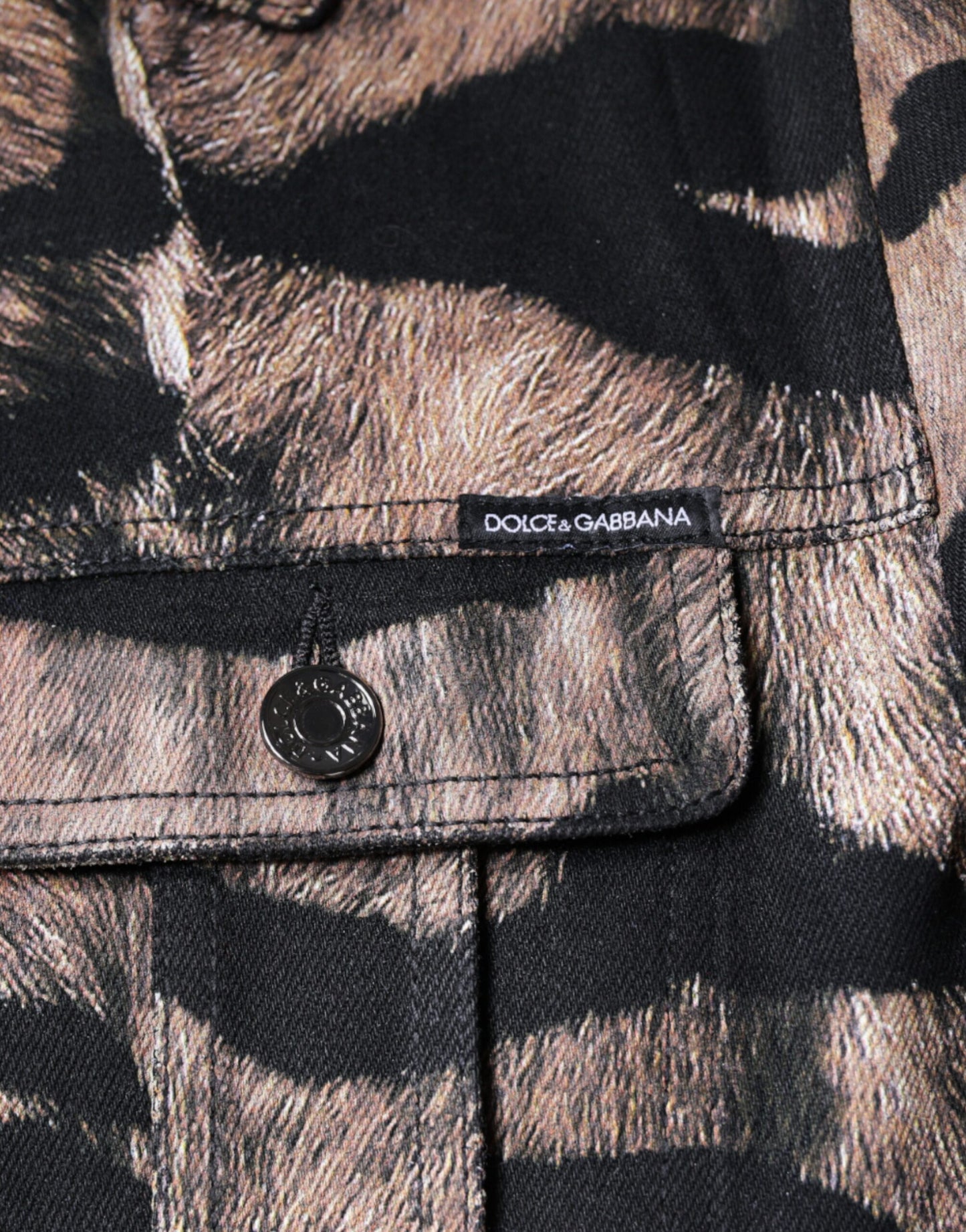 Dolce & Gabbana Brun Tigerjacka Med Knappkrage
