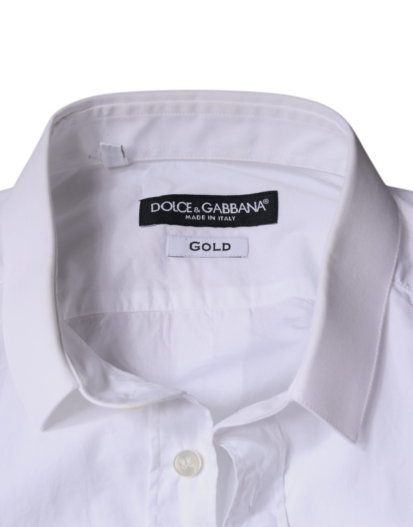 Dolce & Gabbana Vit Bomullsklänning GULD Formell Krageskjorta