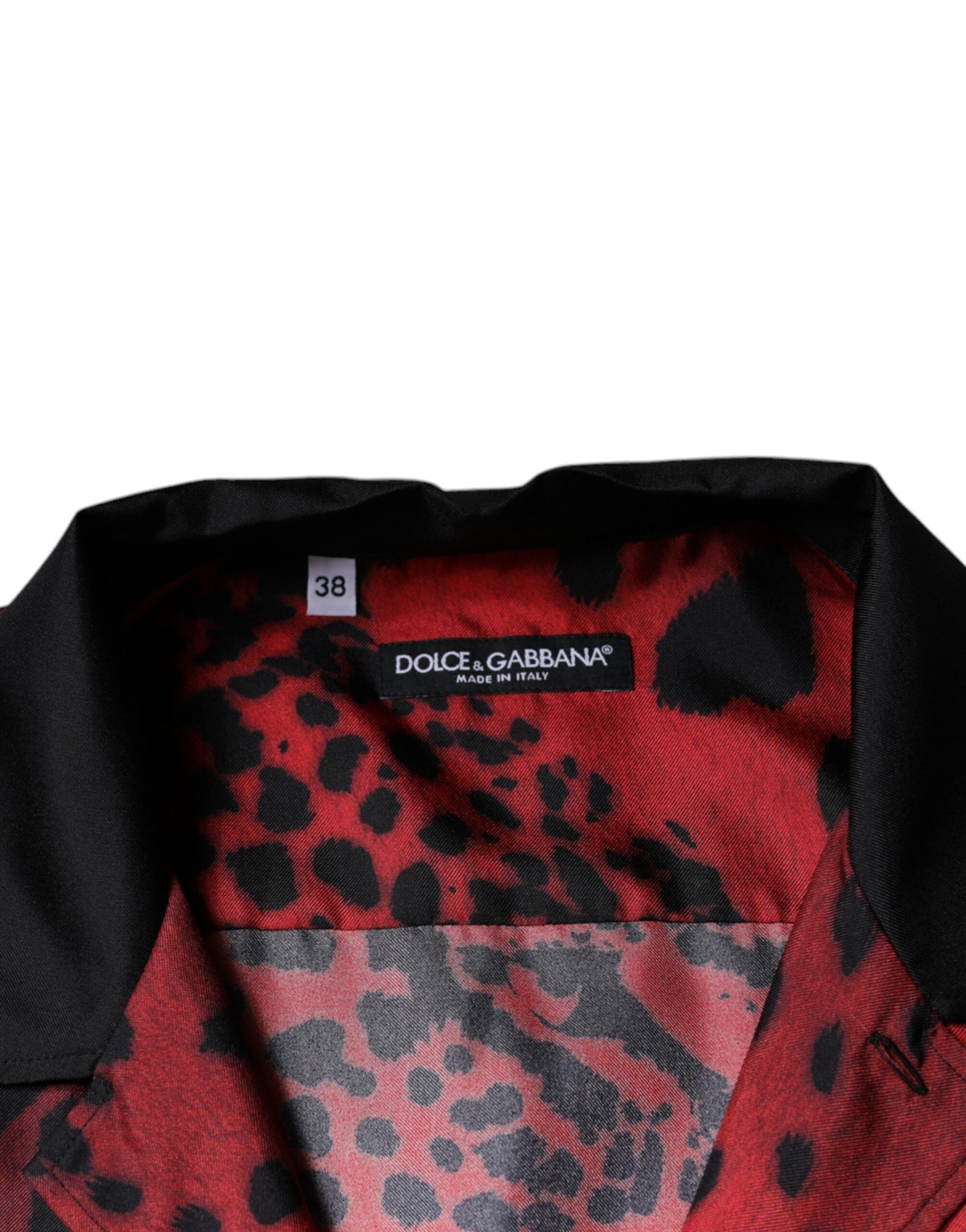 Dolce & Gabbana Röd Leopard Sidenskjorta med Knappar