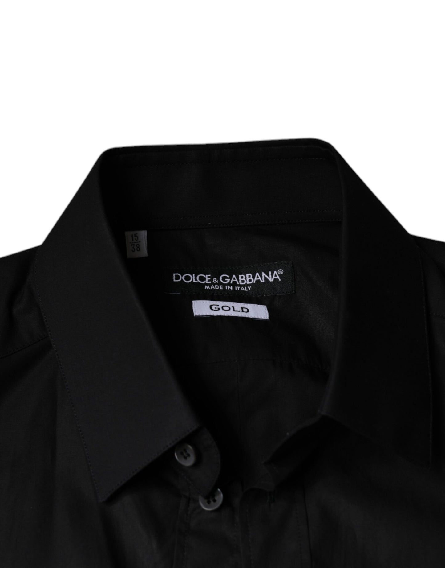 Dolce & Gabbana Svart Bomulls Stretchklänning GULD Formell Skjorta