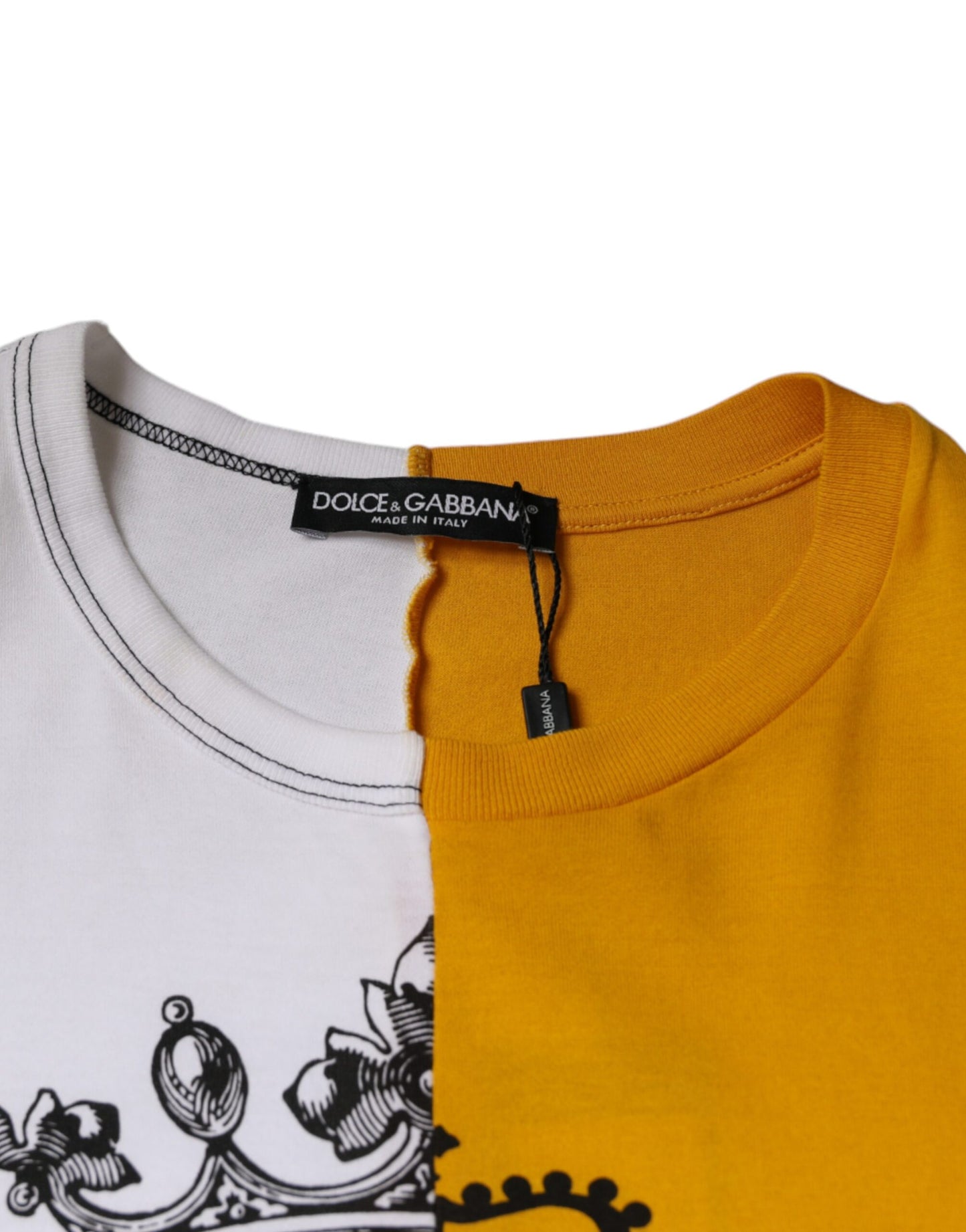 Dolce & Gabbana Hvit Gul Logo Print Kortermet T-skjorte