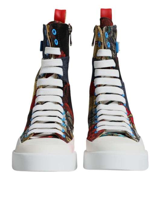 Dolce & Gabbana Flerfargede Patchwork Høye Sneakers Sko