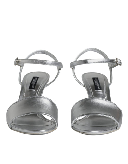 Dolce & Gabbana Silverfärgade KEIRA Klackskor med Ankelrem