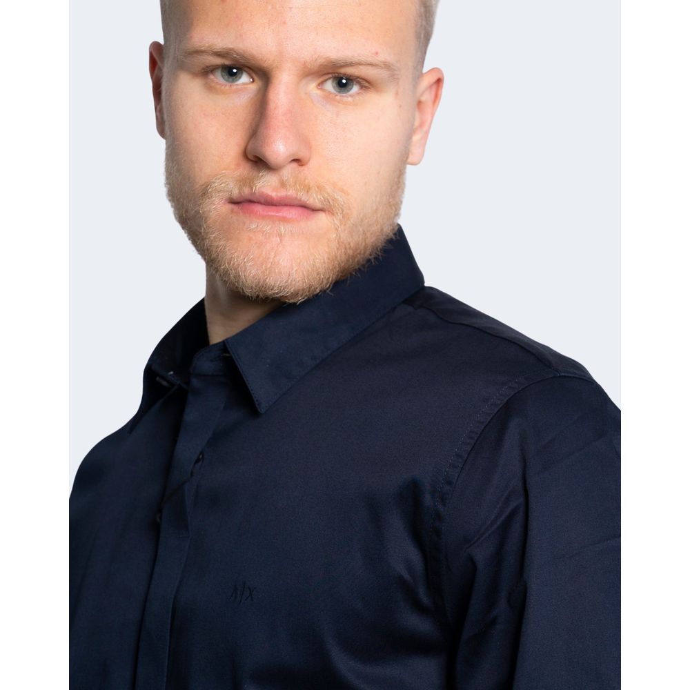 Armani Exchange blå bomullsskjorta
