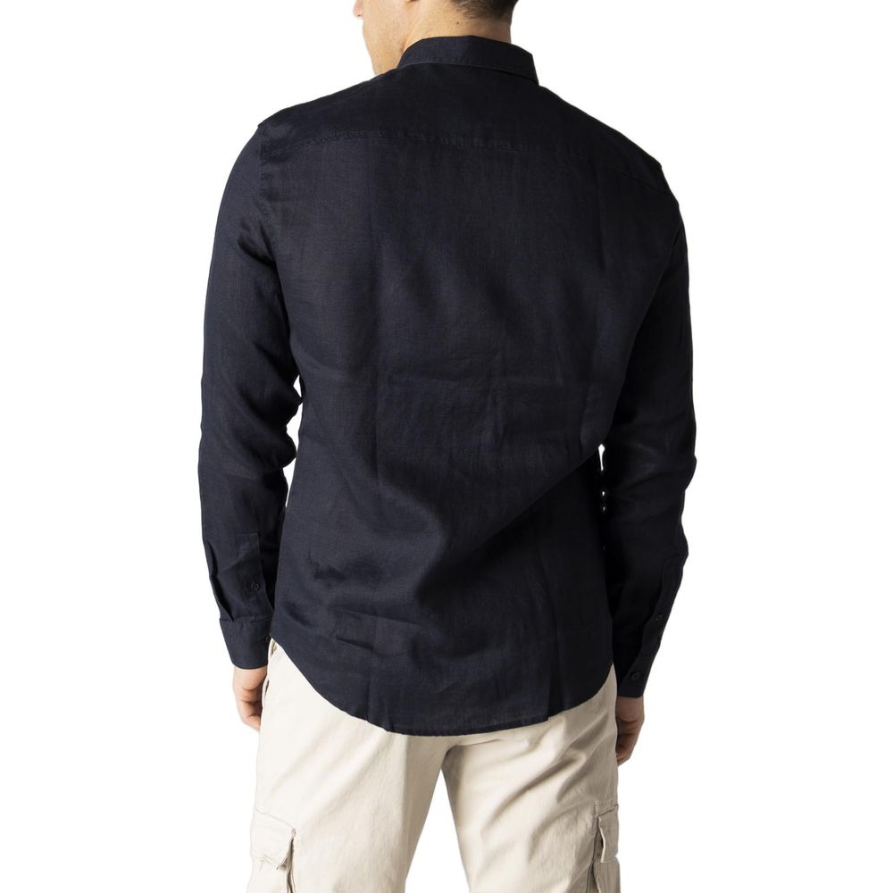 Armani Exchange Blå Linneskjorta