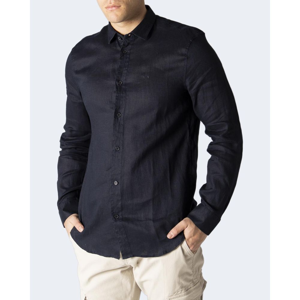 Armani Exchange Blå Linneskjorta