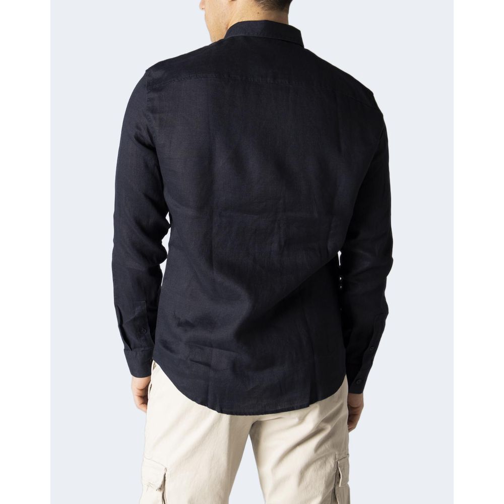 Armani Exchange Blå Linneskjorta