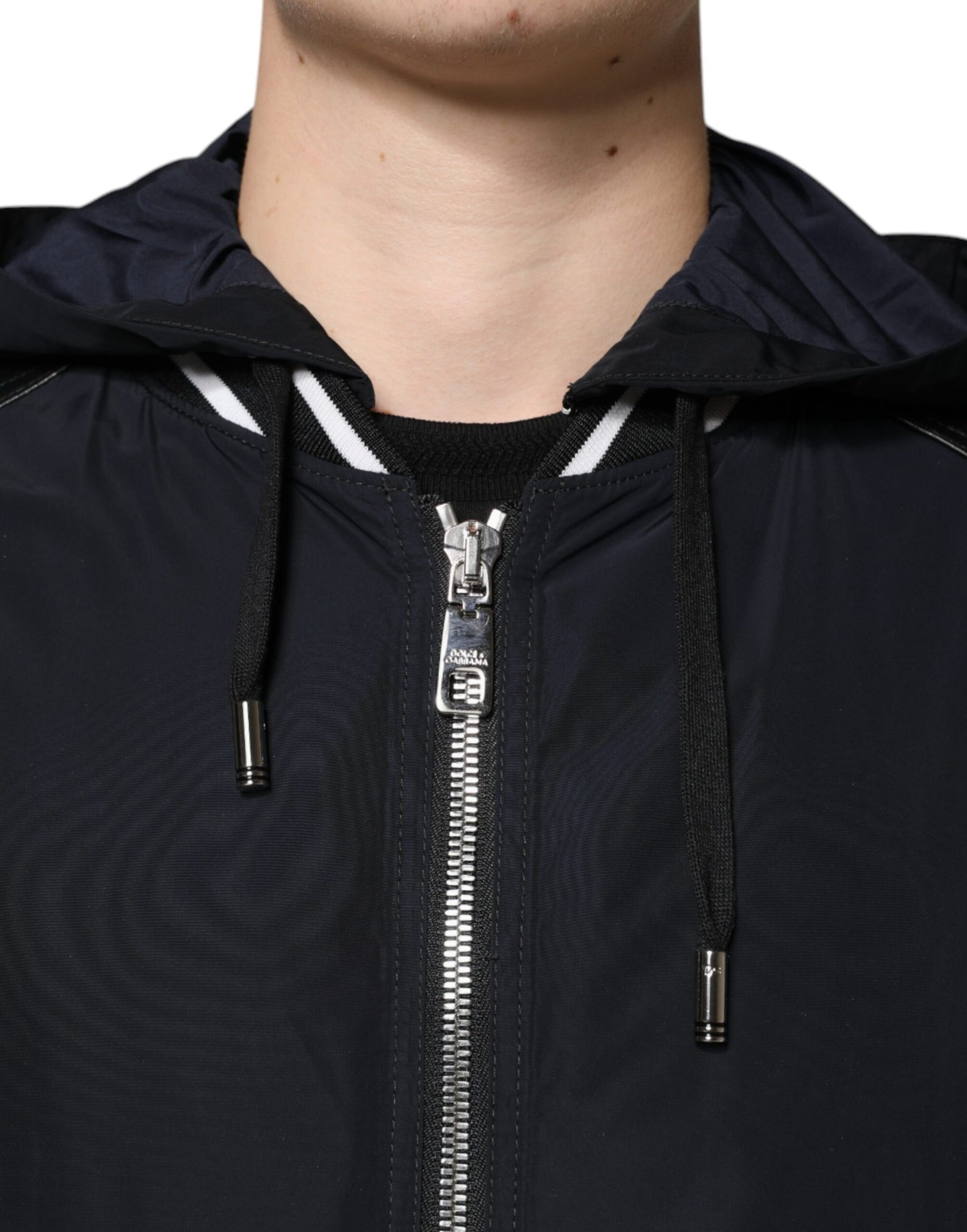 Dolce & Gabbana Svart Huva Full Dragkedja Herr Bomberjacka