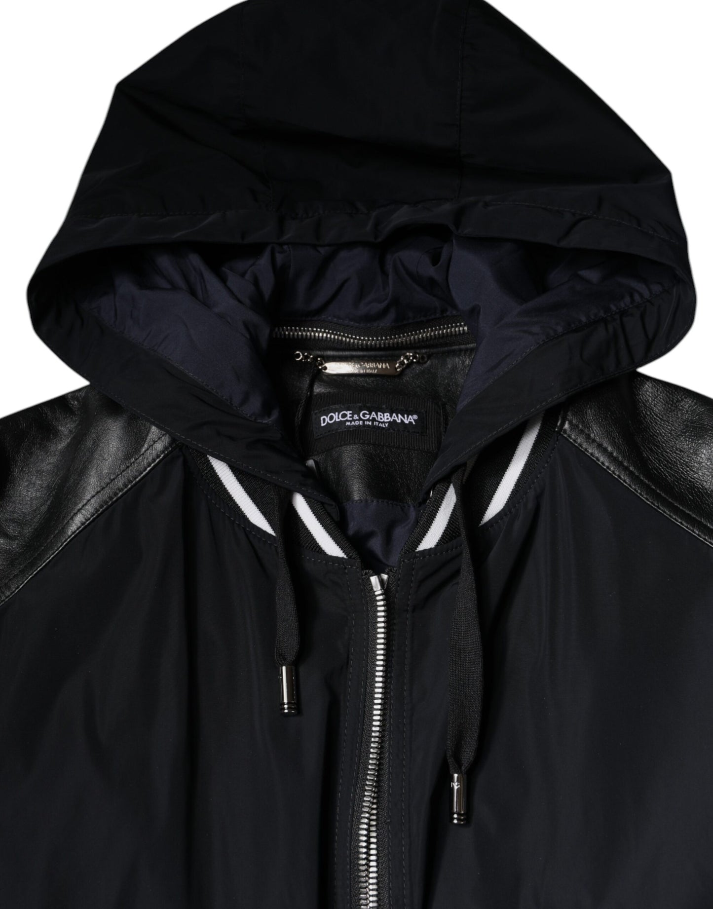 Dolce & Gabbana Svart Huva Full Dragkedja Herr Bomberjacka