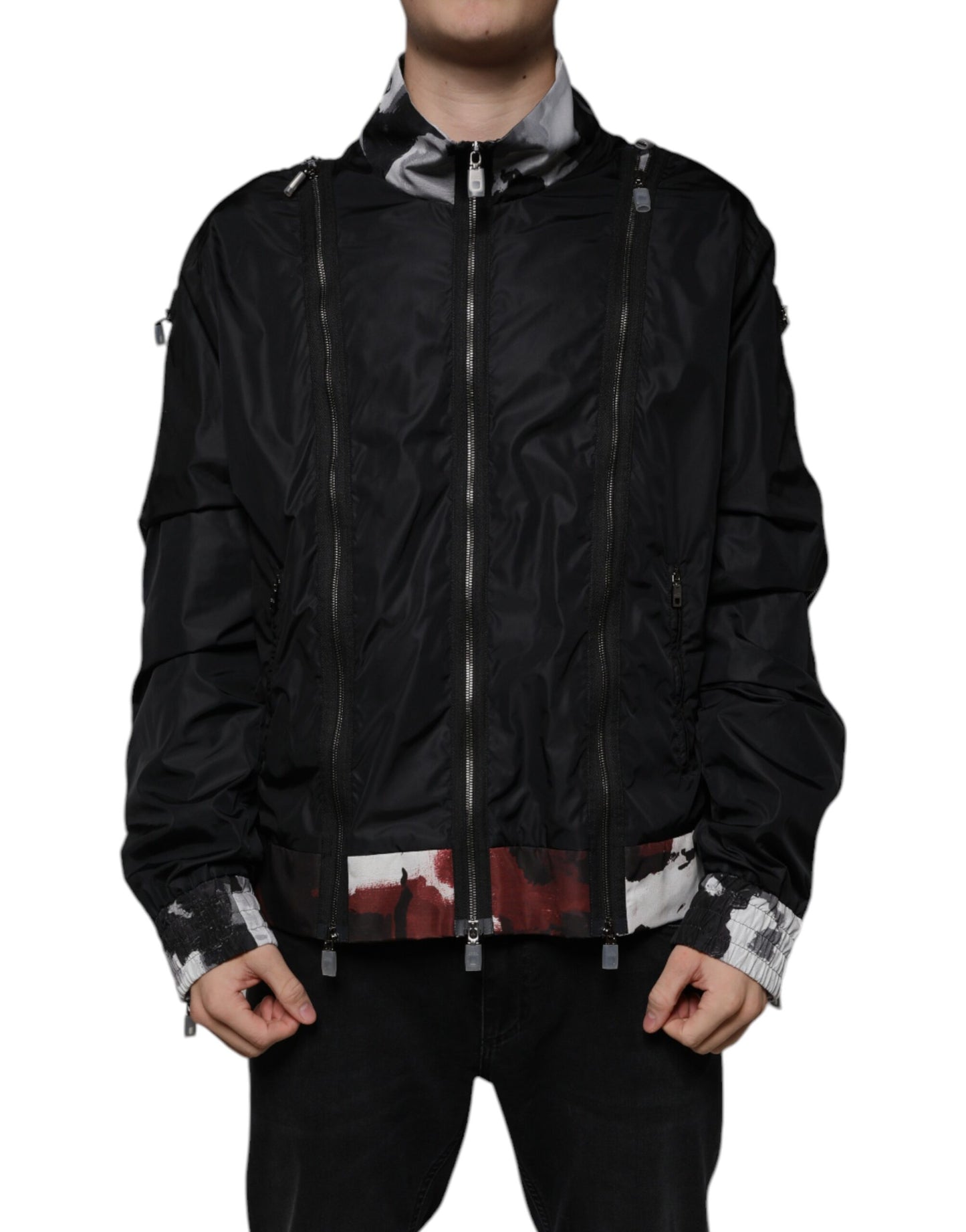 Dolce & Gabbana Svart Nylon Full Dragkedja Herr Bomberjacka