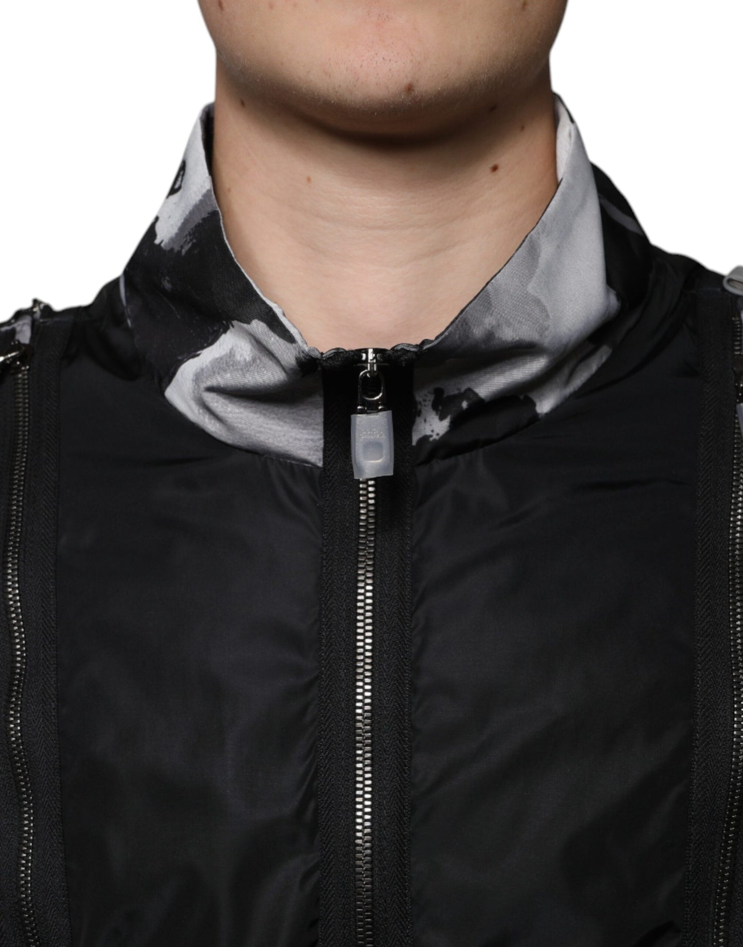 Dolce & Gabbana Svart Nylon Full Dragkedja Herr Bomberjacka