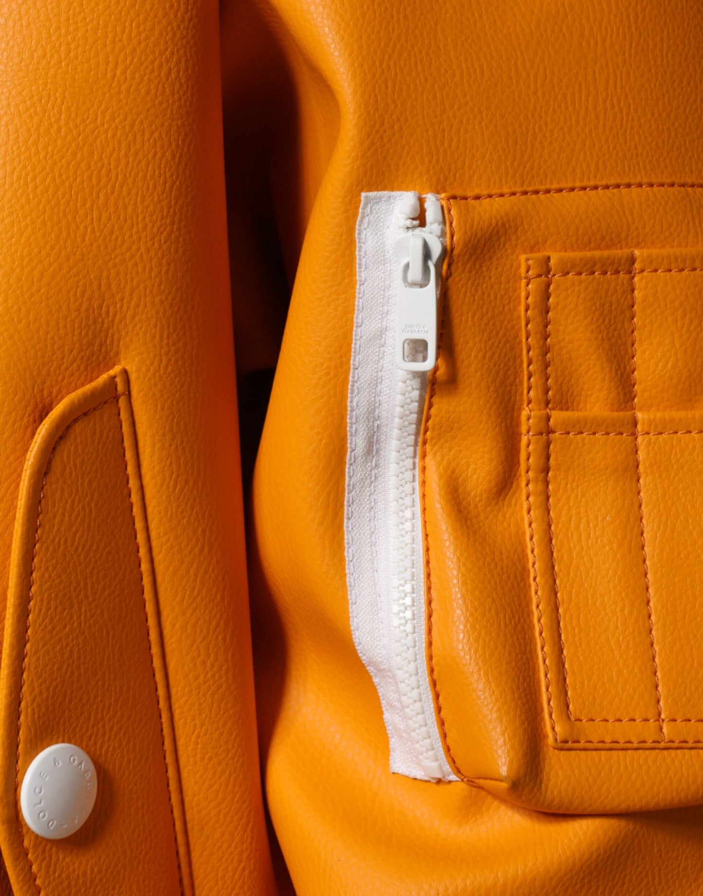 Dolce & Gabbana Orange Vit Jersey Bomberjacka Med Hel Dragkedja