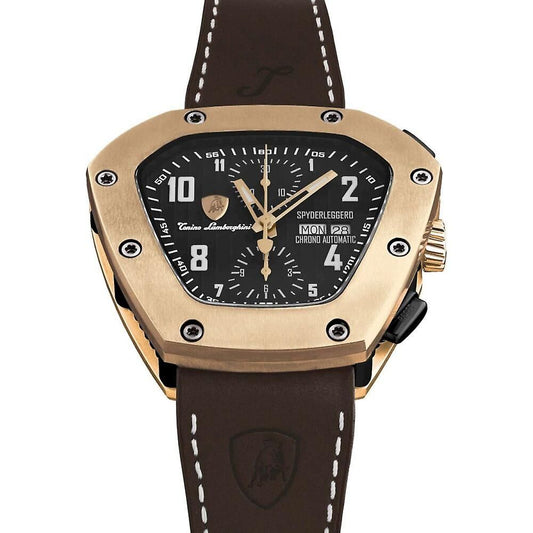 Lamborghini Black Leather Dress Watch