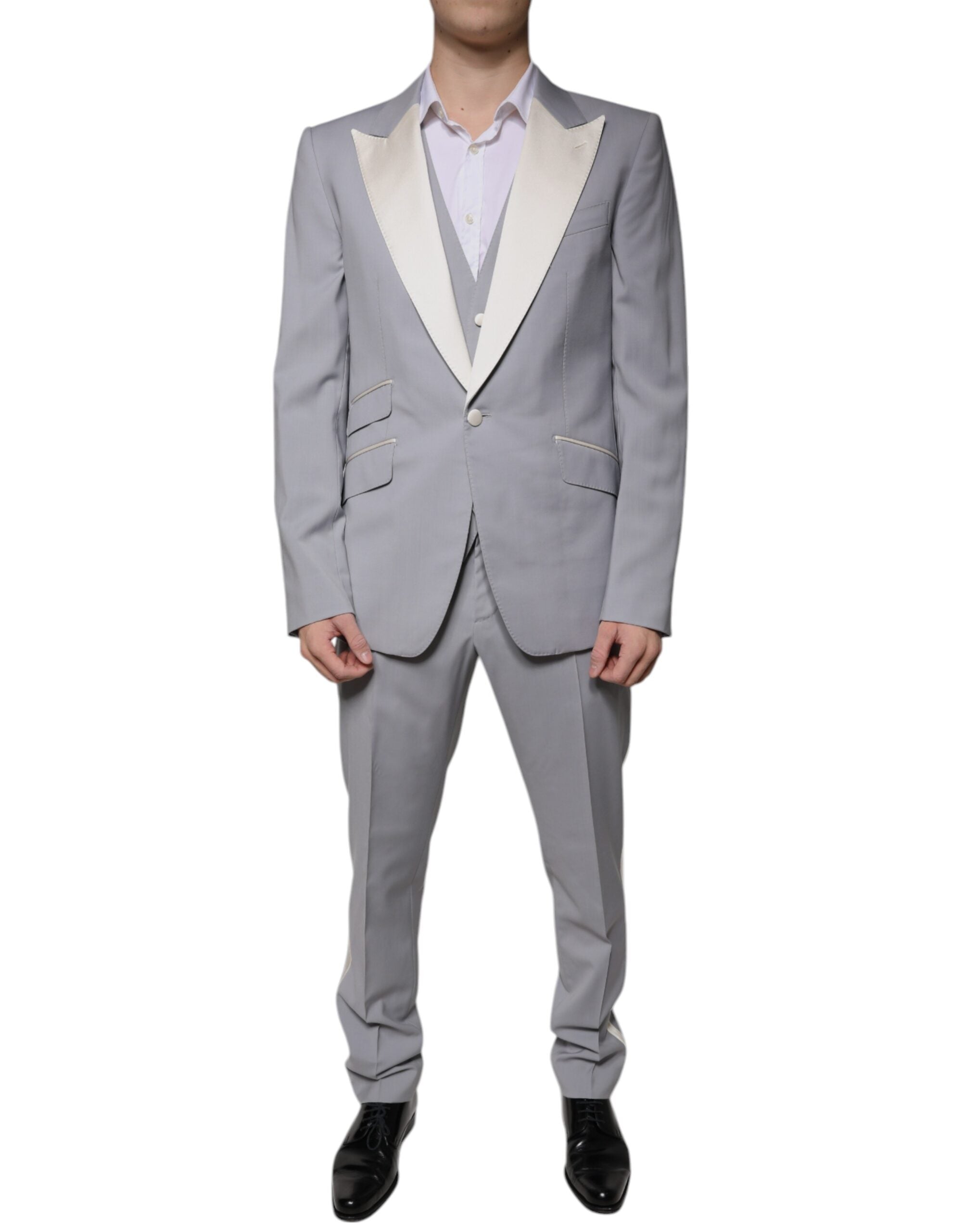 Grå ull 3-delt slim fit formelt dress
