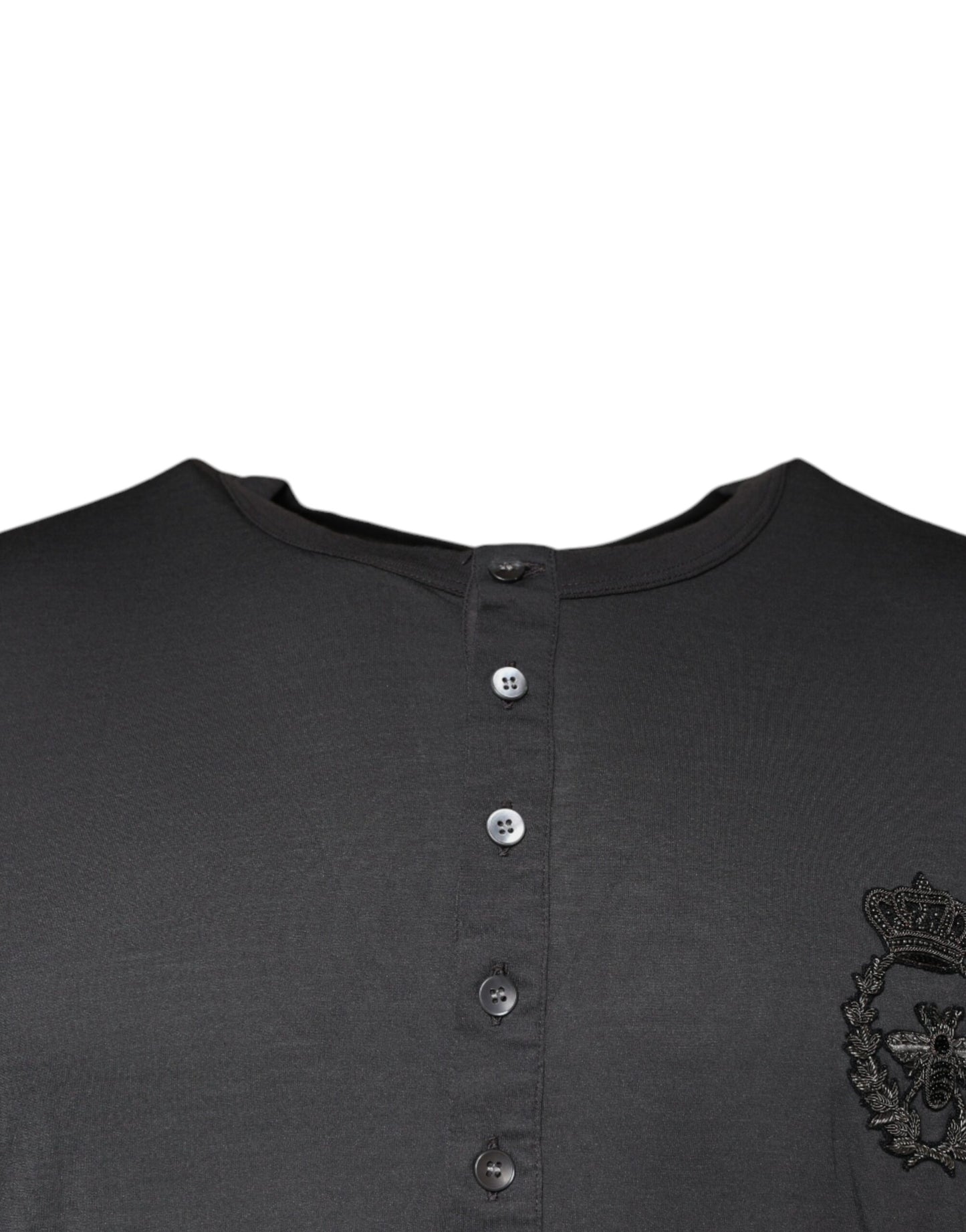 Dolce & Gabbana Grå Kronbi Broderad Pullovertröja