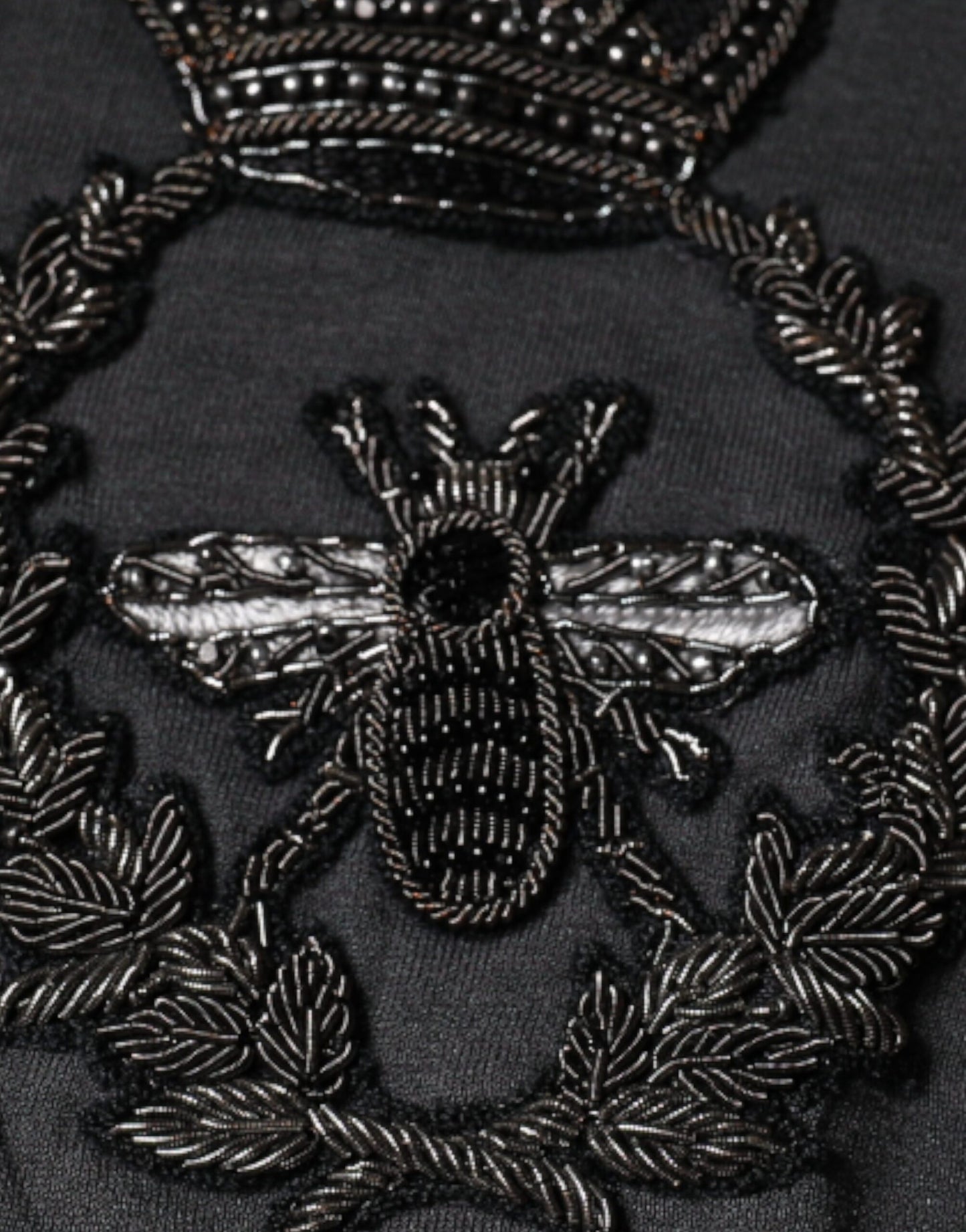 Dolce & Gabbana Grå Kronbi Broderad Pullovertröja