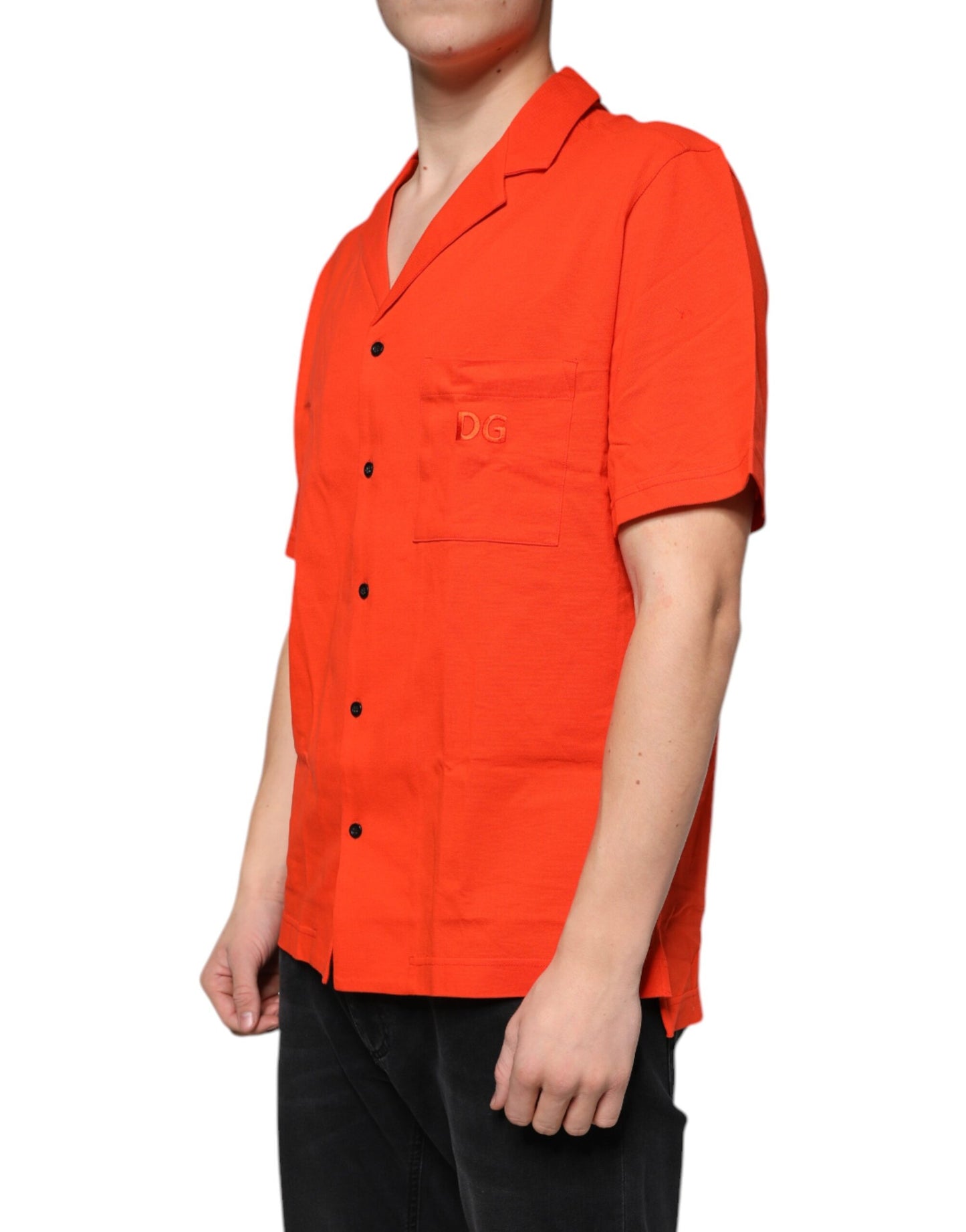Dolce & Gabbana Orange bomullspoloskjorta med knappar