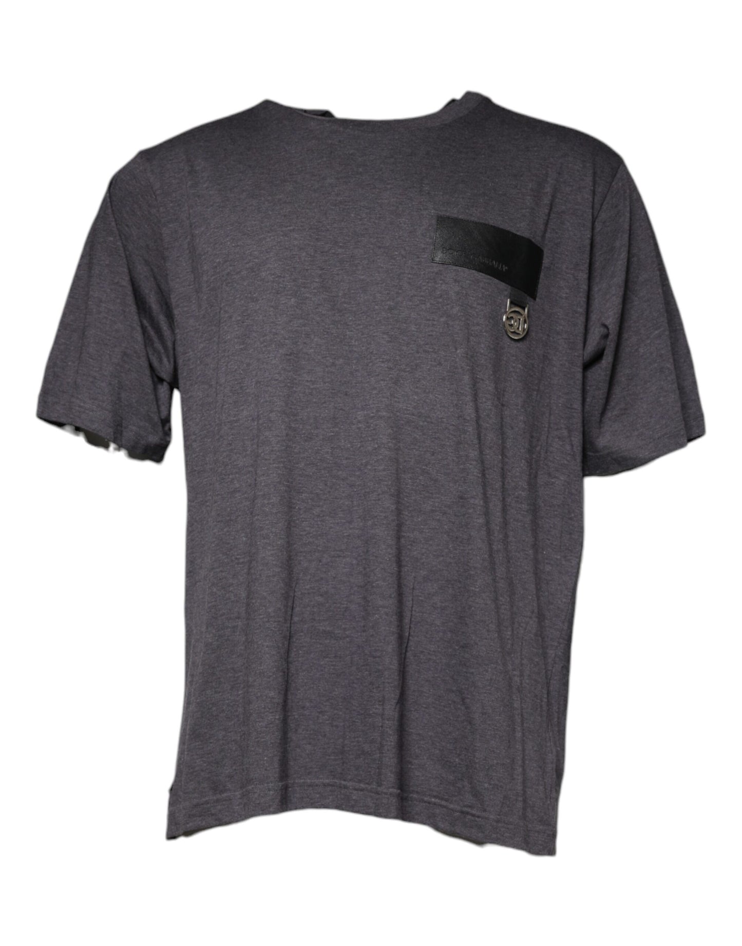 Dolce & Gabbana grå t-shirt i bomull med rund hals och logotypmärke