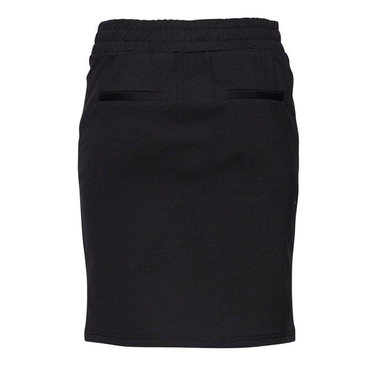 ICHI Black Polyester Mini Skirt