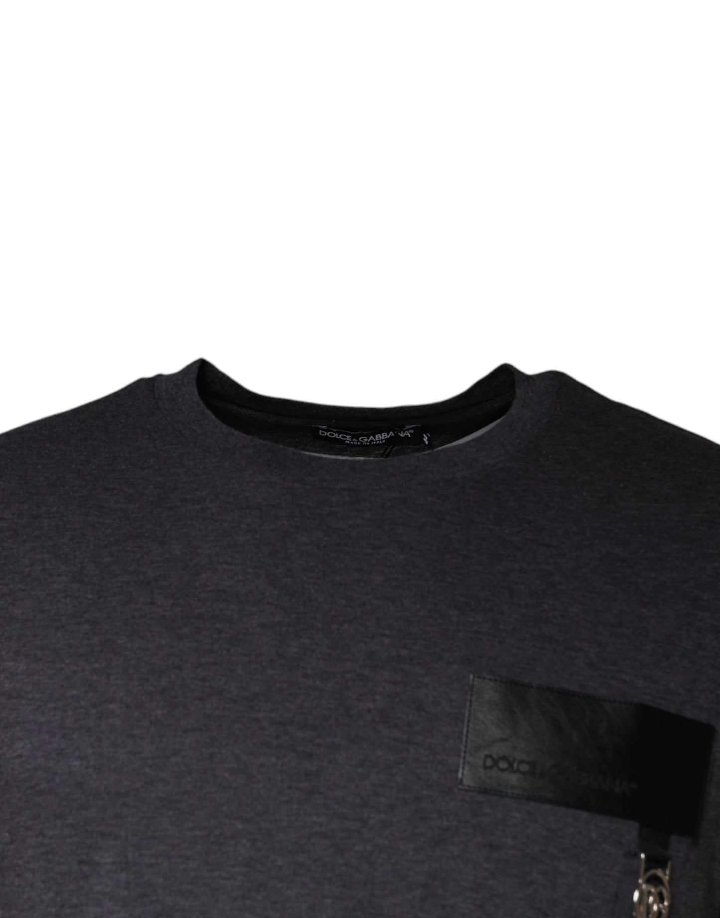 Dolce & Gabbana grå t-shirt i bomull med rund hals och logotypmärke