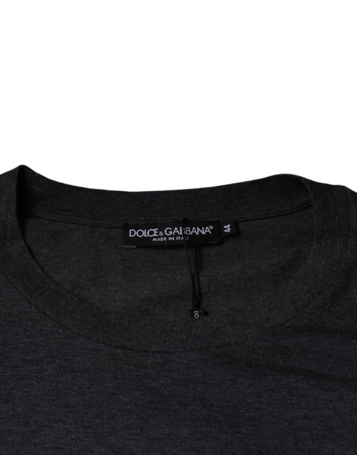 Dolce & Gabbana grå t-shirt i bomull med rund hals och logotypmärke