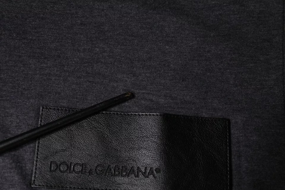 Dolce & Gabbana grå t-shirt i bomull med rund hals och logotypmärke