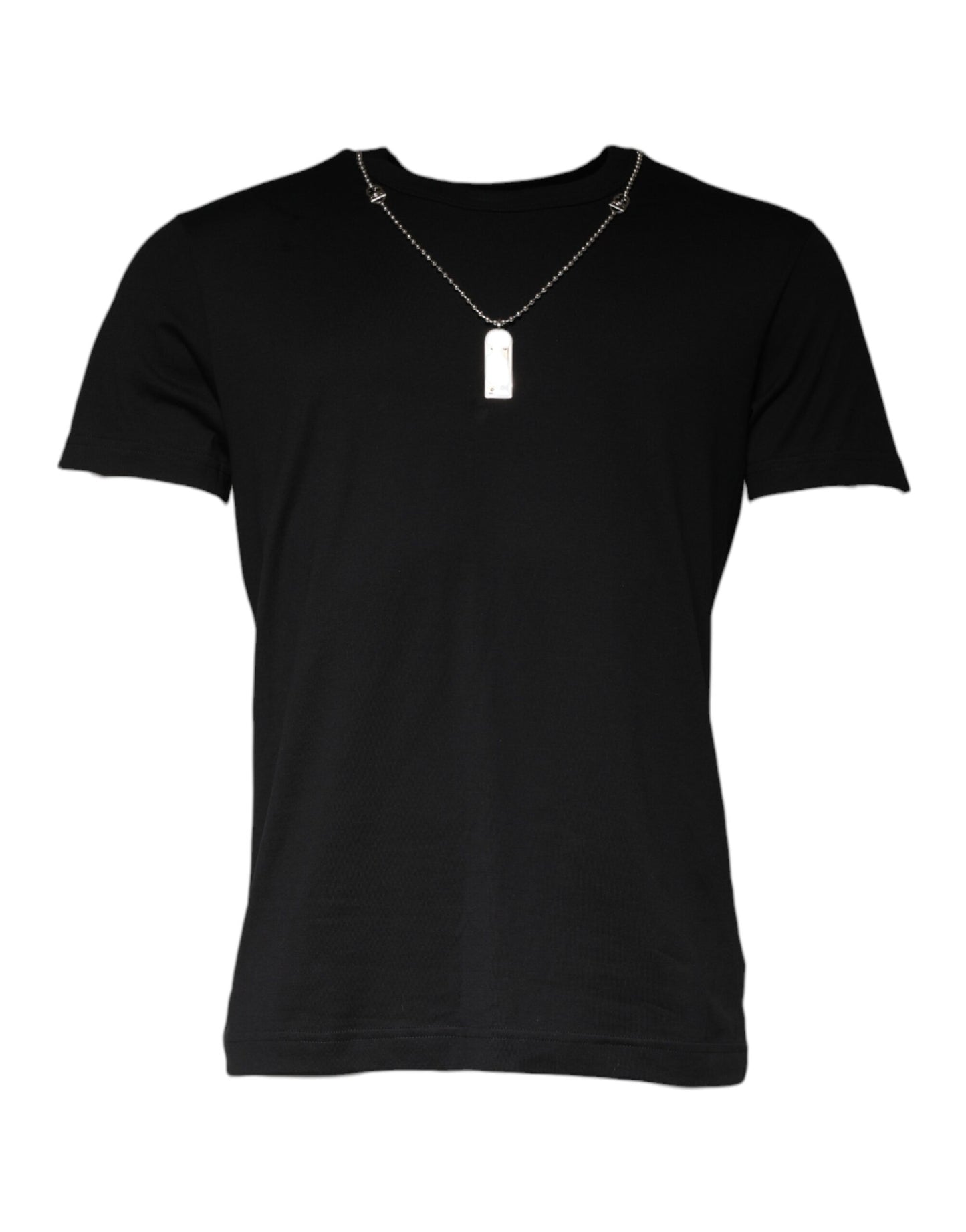 Dolce & Gabbana svart bomullshalsbands-t-shirt med utsmyckning