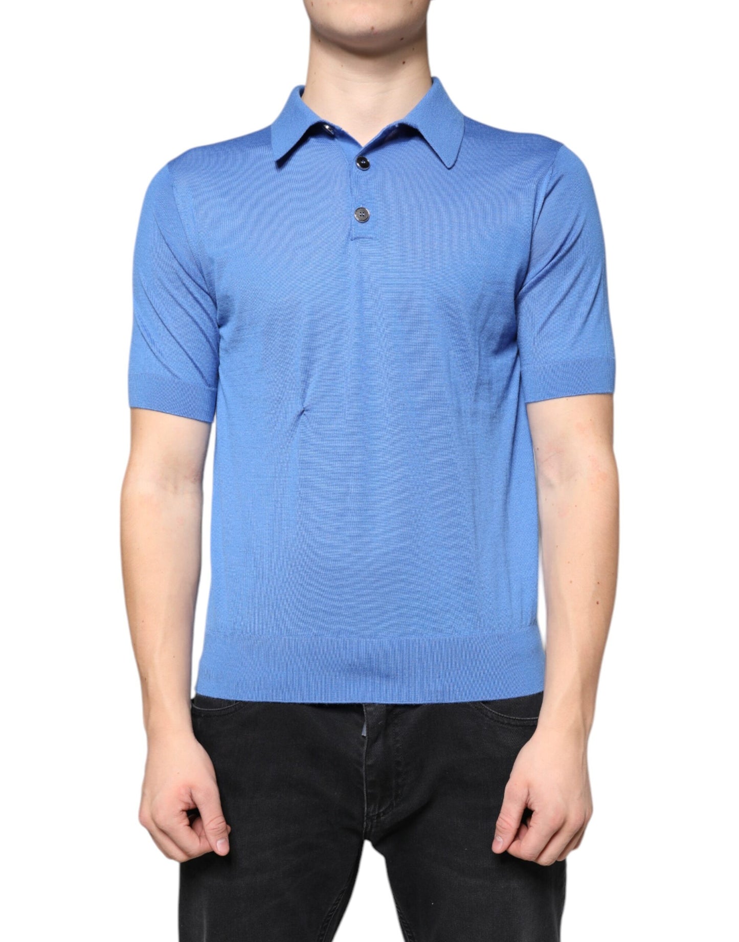 Dolce & Gabbana Blå Kashmir Kortärmad Herrpolo T-shirt