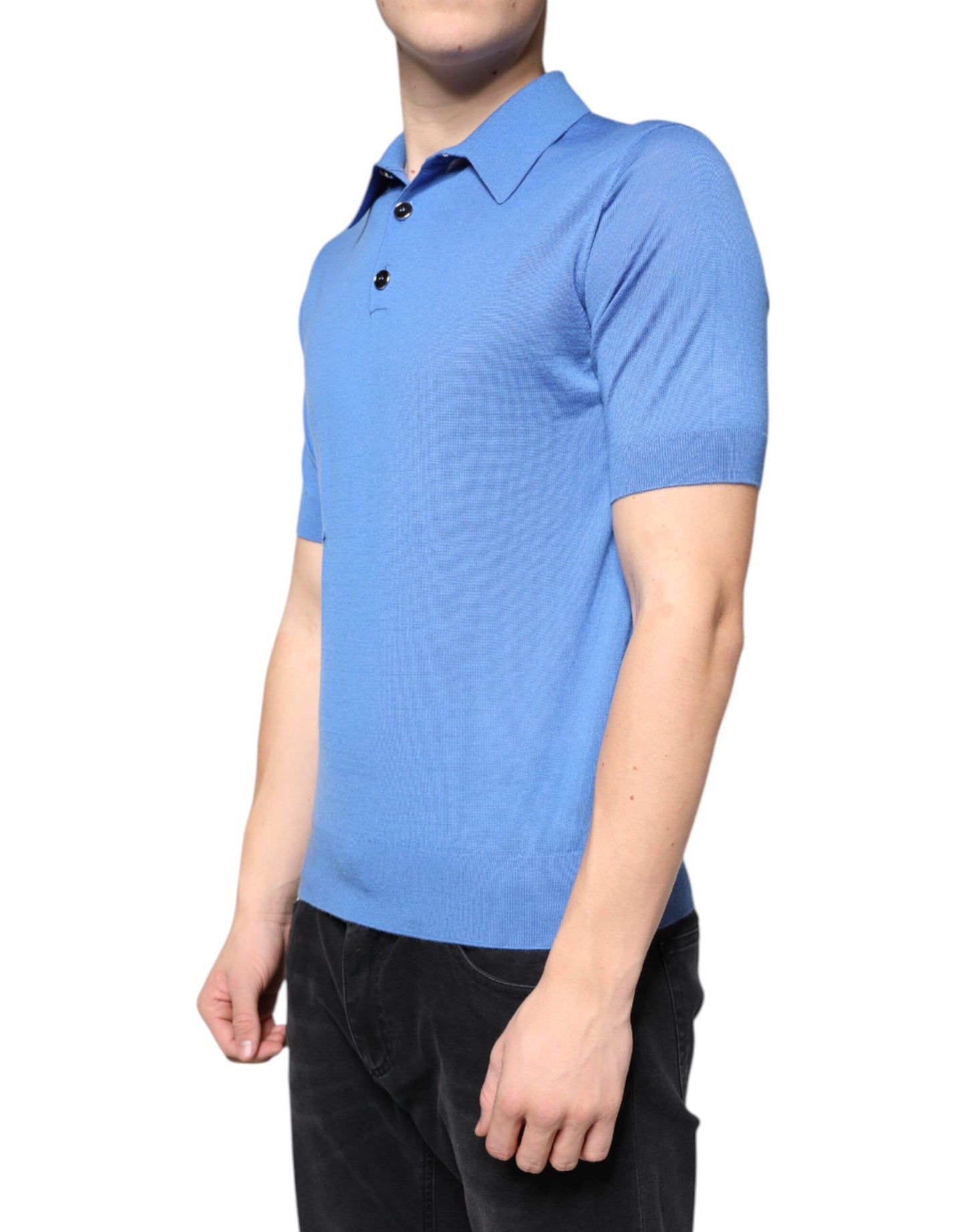 Dolce & Gabbana Blå Kashmir Kortärmad Herrpolo T-shirt