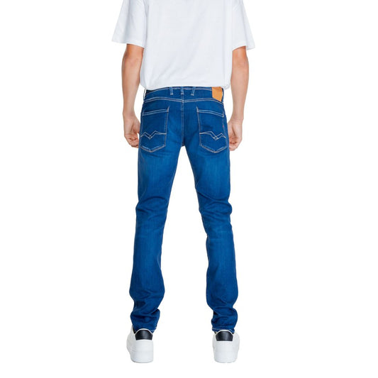 Replay Blue Cotton Relaxed Fit Jeans