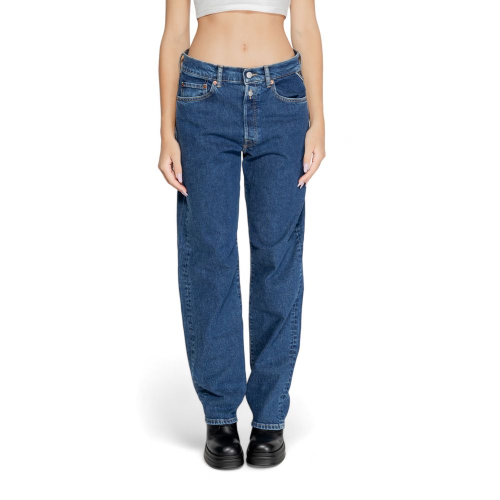 Blå bomullsmomjeans