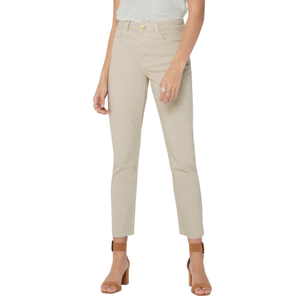 Beige bomullsmomjeans